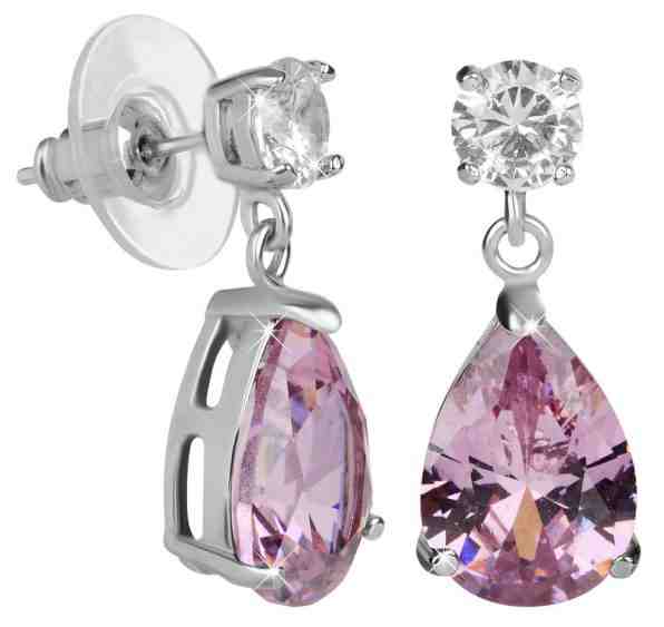 Troli Jiskřivé náušnice s růžovými krystaly + 2 měsíce na vrácení zboží