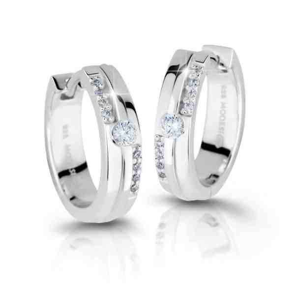 Modesi Třpytivé stříbrné náušnice se zirkony M26021 + 2 měsíce na vrácení zboží