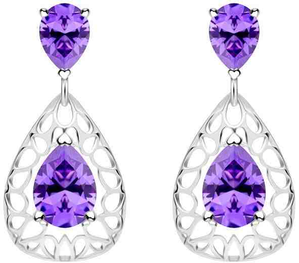 Preciosa Elegantní stříbrné náušnice Lyra Violet 5261 56 + 2 měsíce na vrácení zboží
