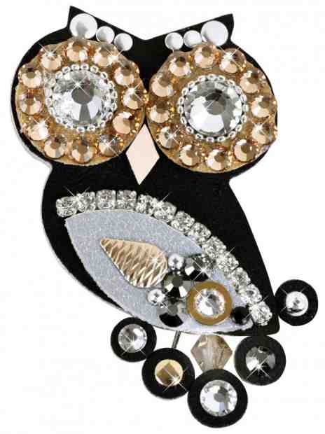 Sovičky Malá soví brož černá-bicolor + 2 měsíce na vrácení zboží