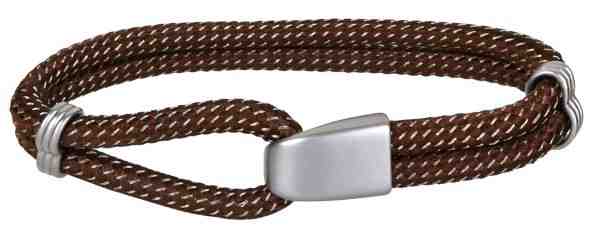 Troli Hnědý textilní náramek s ocelovým hákem + 2 měsíce na vrácení zboží
