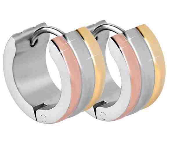 Troli Tricolor náušnice kroužky z oceli + 2 měsíce na vrácení zboží