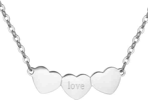 S`Agapõ Ocelový náhrdelník se srdíčky Trio SRI07 + 2 měsíce na vrácení zboží