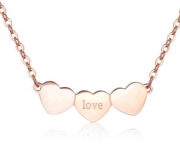 S`Agapõ Ocelový náhrdelník se srdíčky Trio SRI10 + 2 měsíce na vrácení zboží