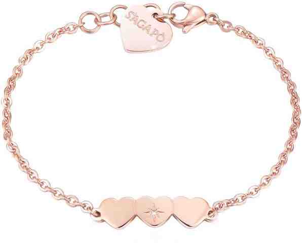S`Agapõ Ocelový náramek se srdíčky Trio SRI16 + 2 měsíce na vrácení zboží