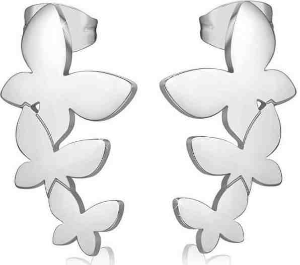 S`Agapõ Ocelové náušnice se třemi motýlky Trio SRI22 + 2 měsíce na vrácení zboží