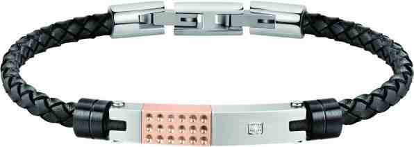 Morellato Pánský černý kožený náramek Moody SQH23 + 2 měsíce na vrácení zboží