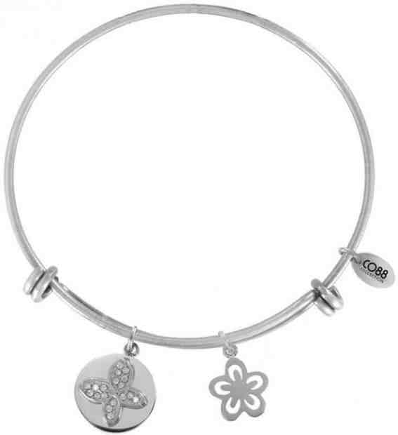 CO88 Ocelový náramek s motýlkem a květem 860-180-020002-0000 + 2 měsíce na vrácení zboží