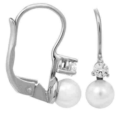 Brilio Náušnice z bílého zlata s krystalem a perlou 235 001 00100 07 + 2 měsíce na vrácení zboží