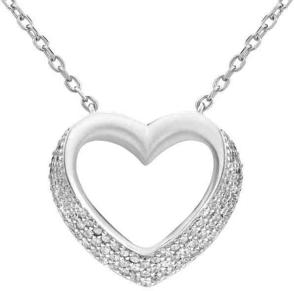 Silvego Stříbrný náhrdelník SRDCE se zirkony LPS0243 + 2 měsíce na vrácení zboží
