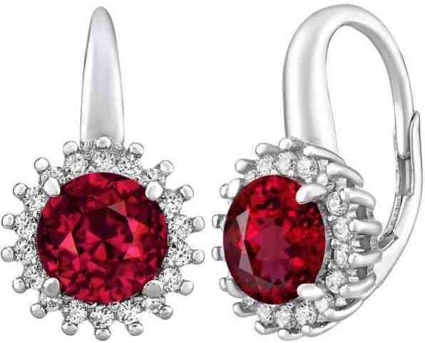 Silvego Stříbrné náušnice ADRIA s rubíny LPSER0754 + 2 měsíce na vrácení zboží