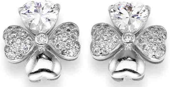 Amen Originální stříbrné náušnice se zirkony Love EQUBB + 2 měsíce na vrácení zboží