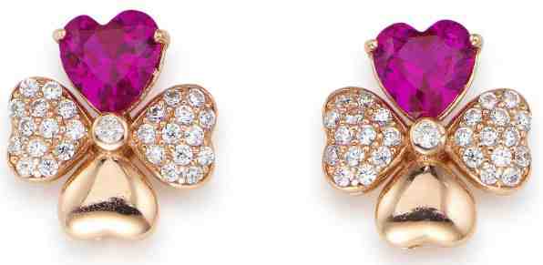 Amen Růžově pozlacené stříbrné náušnice se zirkony Love EQURR + 2 měsíce na vrácení zboží