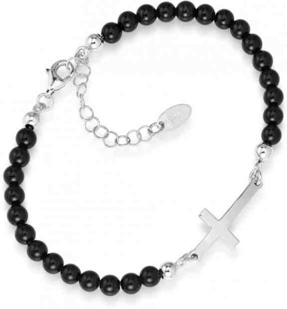 Amen Originální stříbrný náramek s onyxy A-Men BRUBN3 + 2 měsíce na vrácení zboží