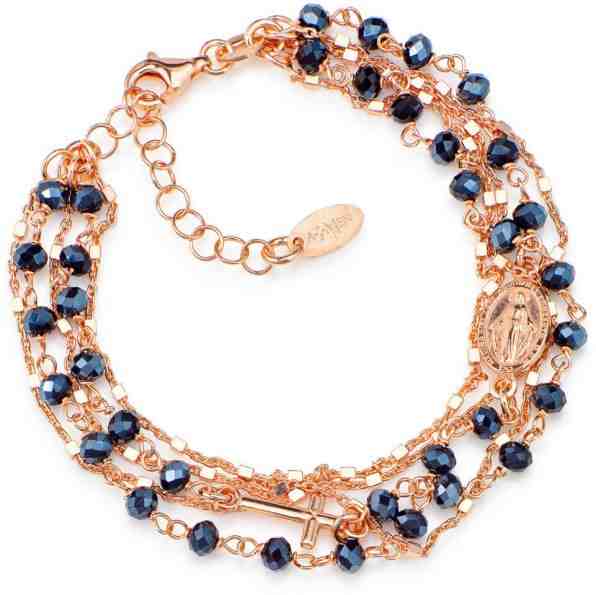 Amen Růžově pozlacený stříbrný náramek s krystaly Rosary BRMFRG + 2 měsíce na vrácení zboží