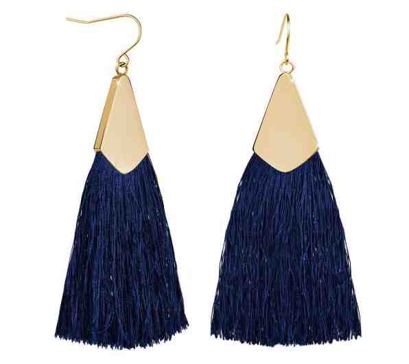 Troli Tmavě modré náušnice střapce s pozlaceným háčkem + 2 měsíce na vrácení zboží