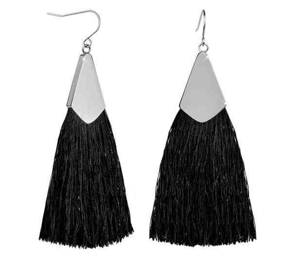 Troli Černé náušnice střapce s ocelovým háčkem + 2 měsíce na vrácení zboží