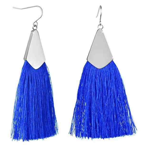 Troli Královsky modré náušnice střapce s ocelovým háčkem + 2 měsíce na vrácení zboží