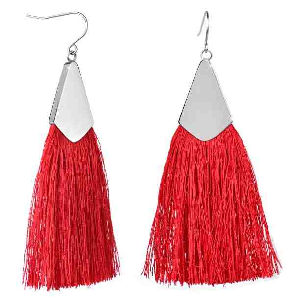 Troli Červené náušnice střapce s ocelovým háčkem + 2 měsíce na vrácení zboží