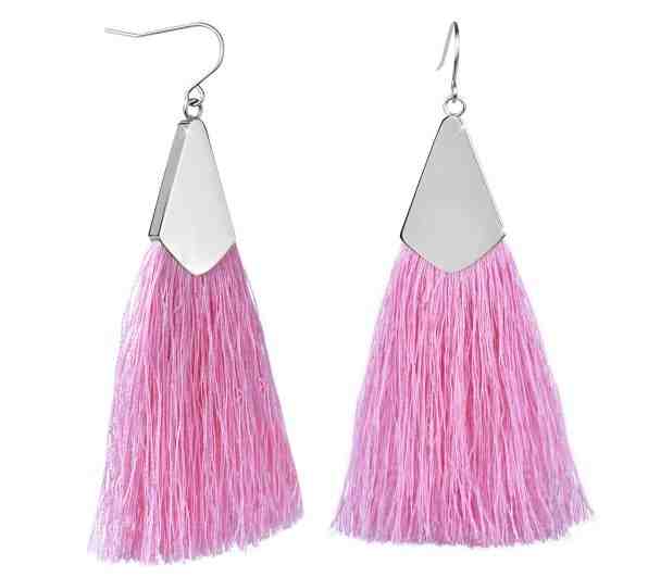 Troli Růžové náušnice střapce s ocelovým háčkem + 2 měsíce na vrácení zboží