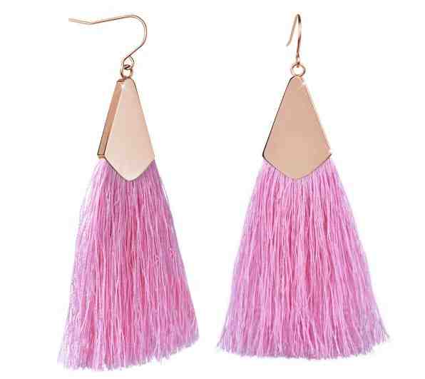 Troli Růžové náušnice střapce s růžově pozlaceným háčkem + 2 měsíce na vrácení zboží