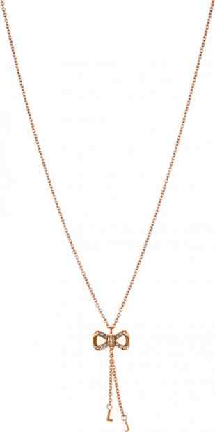 Liu.Jo Růžově pozlacený ocelový náhrdelník s mašličkou LJ1290 + 2 měsíce na vrácení zboží