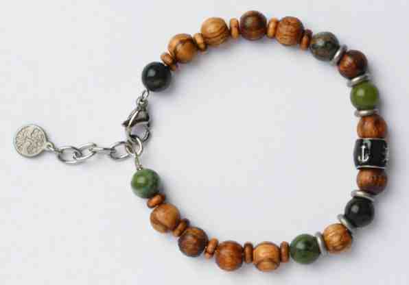 Green Time Náramek z dřevěných korálků a jadeitu ZWB219D + 2 měsíce na vrácení zboží