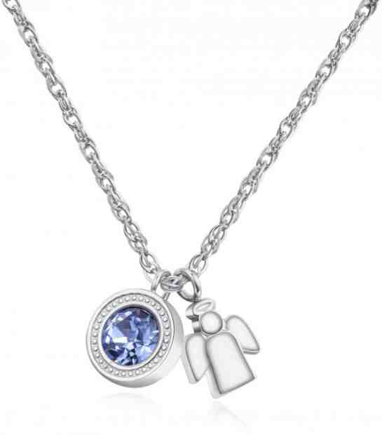 S`Agapõ Ocelový náhrdelník s krystalem a andílkem Light SKT03 + 2 měsíce na vrácení zboží