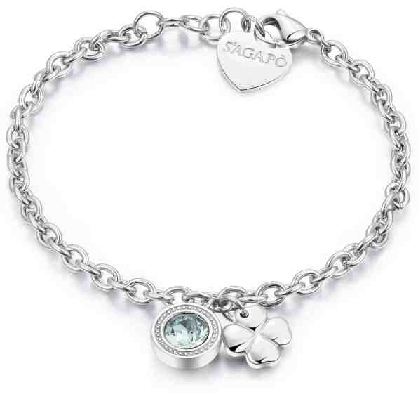 S`Agapõ Ocelový náramek s krystalem a čtyřlístkem Light SKT12 + 2 měsíce na vrácení zboží