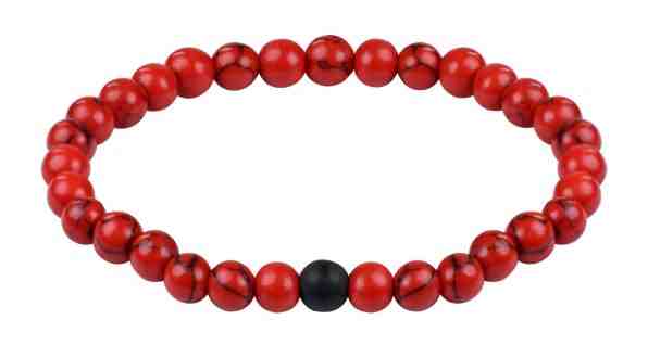 Troli Korálkový náramek z červeného howlitu a onyxu 20 cm + 2 měsíce na vrácení zboží