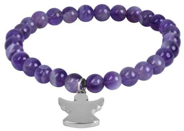 Troli Korálkový náramek z ametystu s andílkem 17 cm + 2 měsíce na vrácení zboží