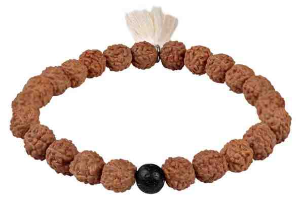 Troli Korálkový náramek z rudrakshi a lávového kamene se střapcem 20 cm + 2 měsíce na vrácení zboží
