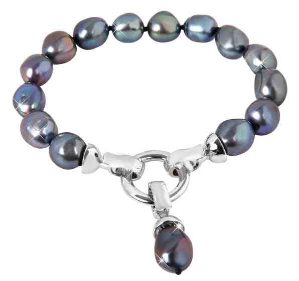JwL Luxury Pearls Náramek z pravých kovově modrých perel JL0562 + 2 měsíce na vrácení zboží