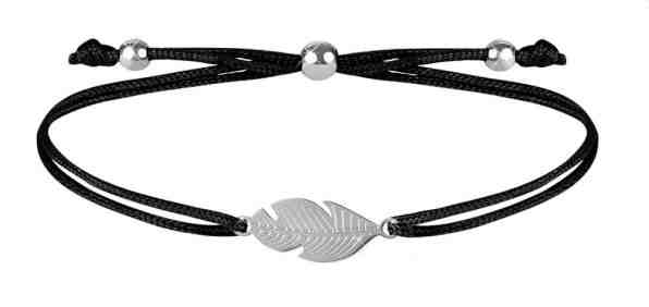 Troli Šňůrkový náramek s peříčkem černá/ocelová + 2 měsíce na vrácení zboží
