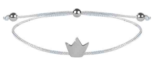 Troli Šňůrkový náramek Korunka bílá/ocelová + 2 měsíce na vrácení zboží