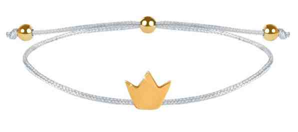 Troli Šňůrkový náramek Korunka bílá/zlatá + 2 měsíce na vrácení zboží