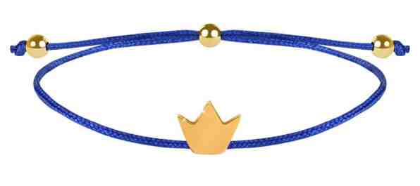 Troli Šňůrkový náramek Korunka modrá/zlatá + 2 měsíce na vrácení zboží