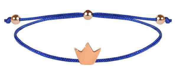 Troli Šňůrkový náramek Korunka modrá/bronzová + 2 měsíce na vrácení zboží