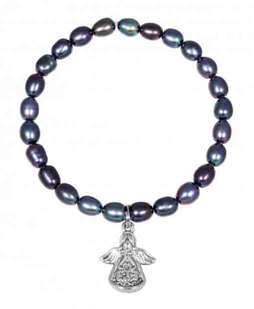 JwL Luxury Pearls Perlový náramek s kovovým andělíčkem JL0524 + 2 měsíce na vrácení zboží