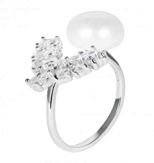 JwL Luxury Pearls Luxusní stříbrný prsten s pravou perlou a krystaly JL0547 + 2 měsíce na vrácení zboží