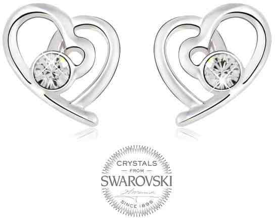 Levien Romantické náušnice Srdíčka s čirými krystaly + 2 měsíce na vrácení zboží