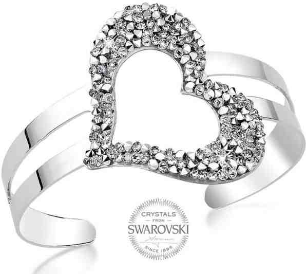 Levien Pevný náramek se třpytivým srdcem Metal Heart Rocks + 2 měsíce na vrácení zboží