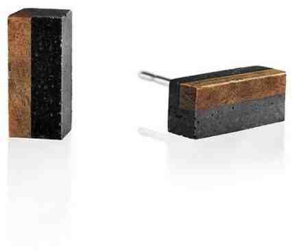 Gravelli Náušnice z betonu a dřeva Block Wood GJEWWOA004UN + 2 měsíce na vrácení zboží