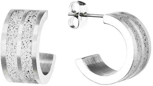 Gravelli Kruhové ocelové náušnice s betonem Fusion GJEWSSG101UN + 2 měsíce na vrácení zboží