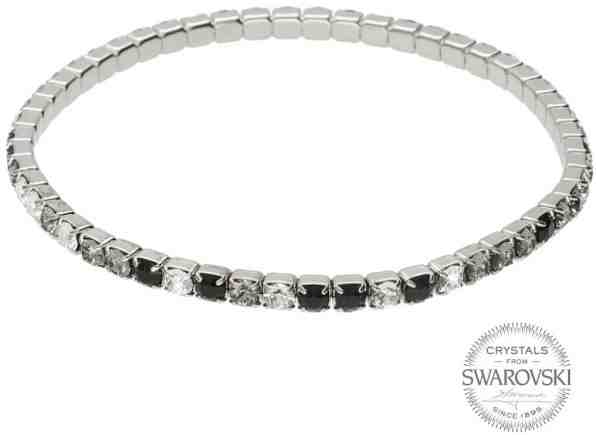 Levien Třpytivý náramek s čirými a černými krystaly 1458777 + 2 měsíce na vrácení zboží