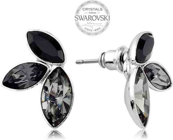 Levien Náušnice se třemi tmavými krystaly Navette + 2 měsíce na vrácení zboží