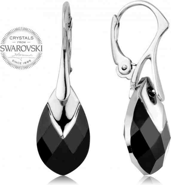 Levien Třpytivé náušnice s černými krystaly Pear Metcap + 2 měsíce na vrácení zboží