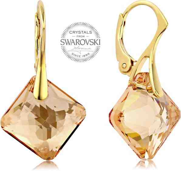 Levien Náušnice se zlatavými krystaly Princess + 2 měsíce na vrácení zboží