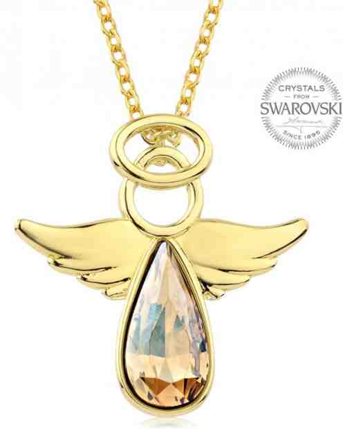 Levien Pozlacený náhrdelník s třpytivým krystalem Angel Rafael + 2 měsíce na vrácení zboží