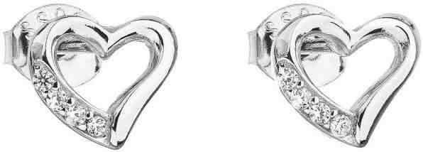 Evolution Group Stříbrné náušnice se zirkonem bílé srdce 11071.1 + 2 měsíce na vrácení zboží